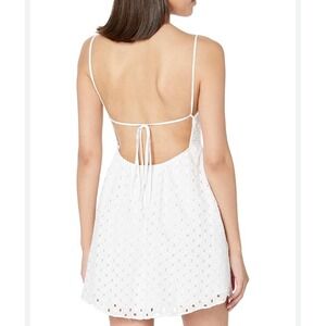 Show Me Your Mumu Women's White Eyelet Mini Dress L Tie Back Sleeveless